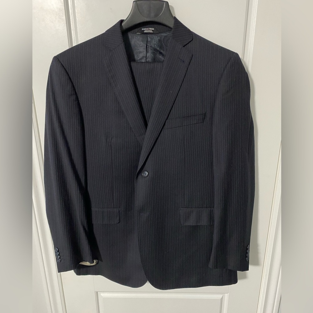 Andrew Fezza Dark Blue pin stripe suite